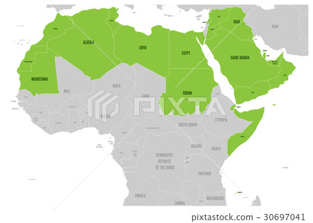 Arab World states political map with higlighted 22 Arab World states political map with higlighted 22 30697041