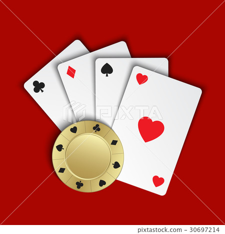 Set of simple playing cards with casino chips Set of simple playing cards with casino chips 30697214
