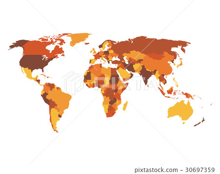 Multi-colored blank political vector map of World Multi-colored blank political vector map of World 30697359