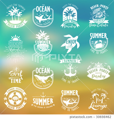 Summer Designs on Tropical Beach Background - Stock Illustration ...