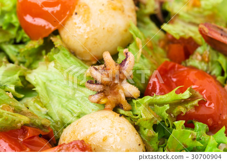 Delicious warm seafood salad. Delicious warm seafood salad. 30700904