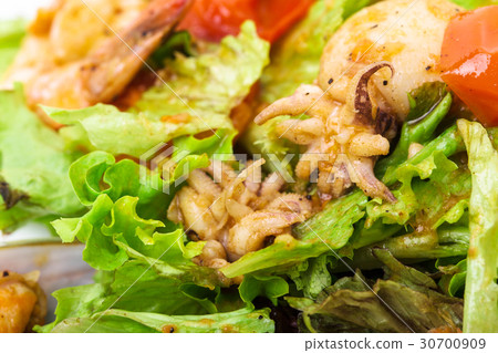 Delicious warm seafood salad. Delicious warm seafood salad. 30700909
