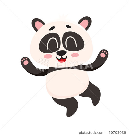 Cute and funny smiling baby panda character 30703086