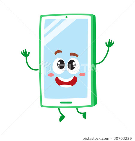 Funny cartoon mobile phone, smartphone character Funny cartoon mobile phone, smartphone character 30703229