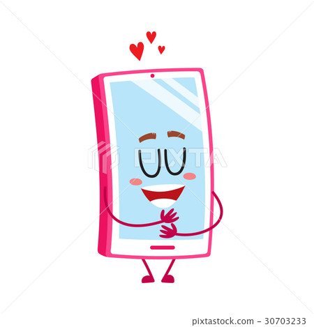 Funny cartoon mobile phone, smartphone character Funny cartoon mobile phone, smartphone character 30703233