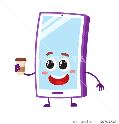 Funny cartoon mobile phone, smartphone character Funny cartoon mobile phone, smartphone character 30703238