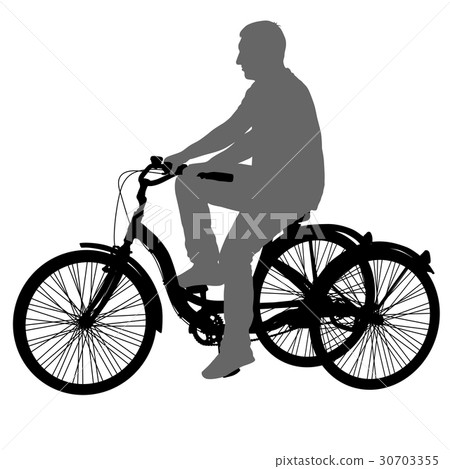 Silhouette of a tricycle male on white background 30703355