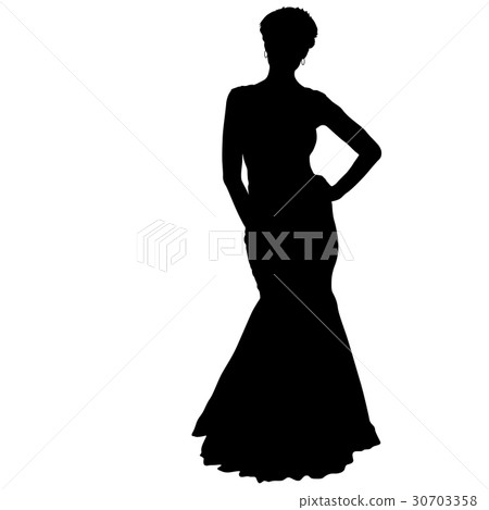 Beautiful fashion girl silhouette on a white - Stock Illustration ...