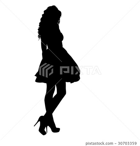 Beautiful fashion girl silhouette on a white - Stock Illustration ...