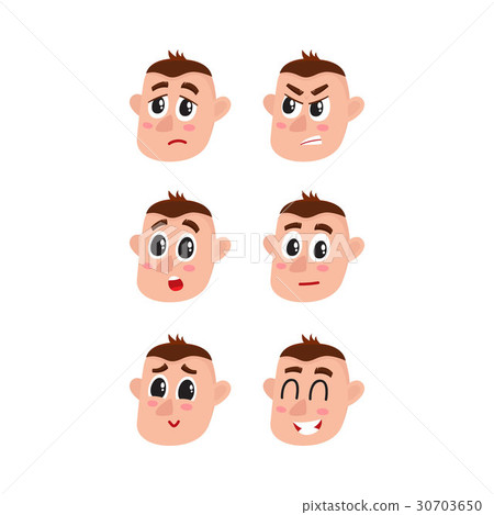 Face expressions set - upset, angry, surprised-插圖素材 [30703650] - PIXTA圖庫