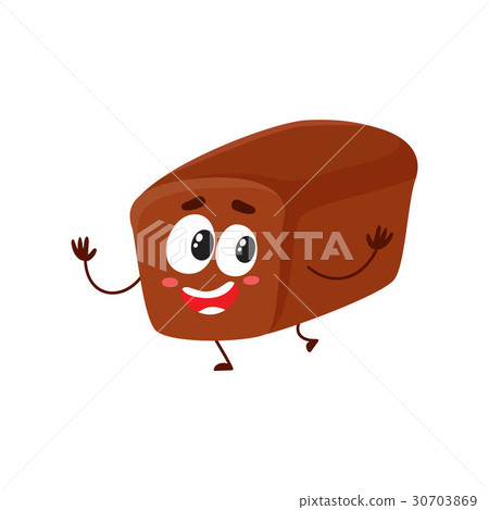 Funny smiling whole wheat, dark, brown bread loaf 30703869