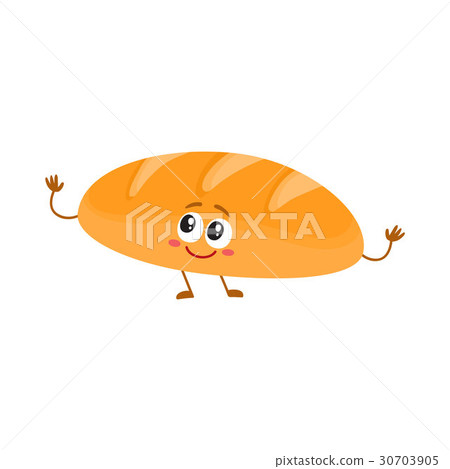 Funny white bread loaf character with smiling 30703905
