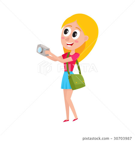 Young pretty woman, tourist on vacation tour 30703987