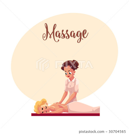 Young woman having relaxing back massage lying on 30704565