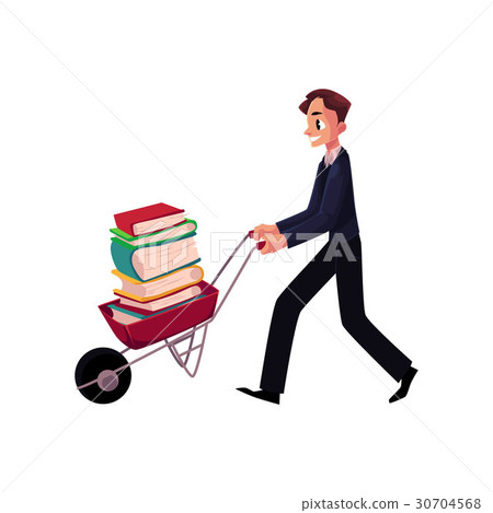 Young man, businessman, student, librarian pushing Young man, businessman, student, librarian pushing 30704568