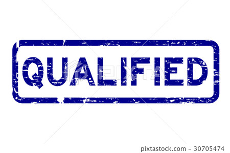 Grunge blue qualified square rubber seal stamp Grunge blue qualified square rubber seal stamp 30705474