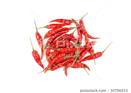dried thai chili peppers isolated 30706833