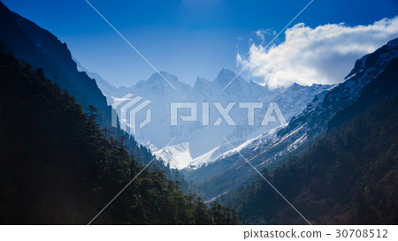 Snow mountain with blue sky at Sikkim , India 30708512