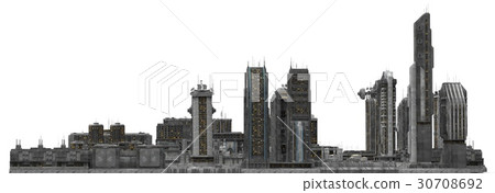 Future Cityscape Isolated On White 3D Illustration Future Cityscape Isolated On White 3D Illustration 30708692