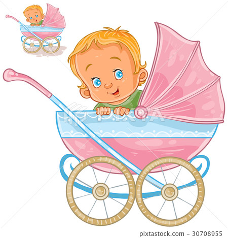 插图素材: vector illustration of a baby lies in a pram and
