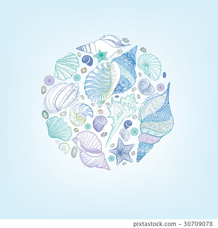 Seashell pattern. Summer holiday marine background - Stock Illustration ...