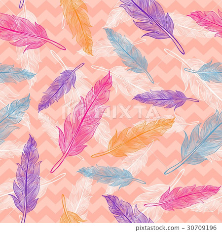 vector seamless colorful feathers pattern - Stock Illustration ...