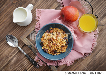 Homemade granola with raisins 30711026