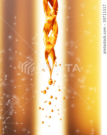 transparent glass pipette with a Golden liquid 30711317