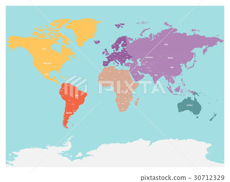 Antarctica Continent In World Map Political Map Of World With Antarctica. Continents - Stock Illustration  [30712329] - Pixta