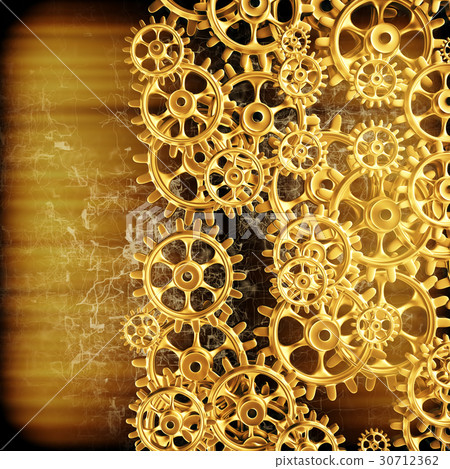 Gold gears and cogs macro Gold gears and cogs macro 30712362