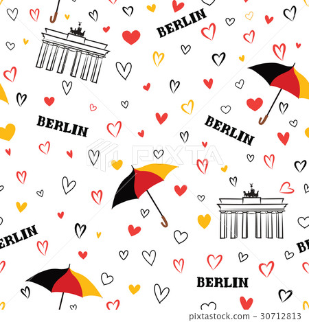 Travel Berlin city seamless pattern. German back Travel Berlin city seamless pattern. German back 30712813