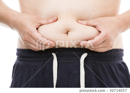 Fat man who pinches her stomach luxury 30714057