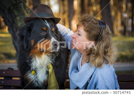 woman with dog woman with dog 30714745