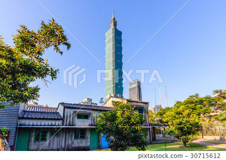 Taipei, Taiwan tower at blue sky Taipei, Taiwan tower at blue sky 30715612