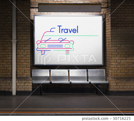 Illustration of automotive car rental transportation commercial at subway 30716225