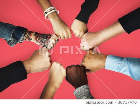 Group of people fist bump assemble together Group of people fist bump assemble together 30717470
