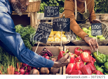 African couple owner fresh grocery organic shop 30719271