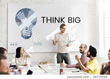 People with graphic of creative ideas digital technology light bulb 30719588