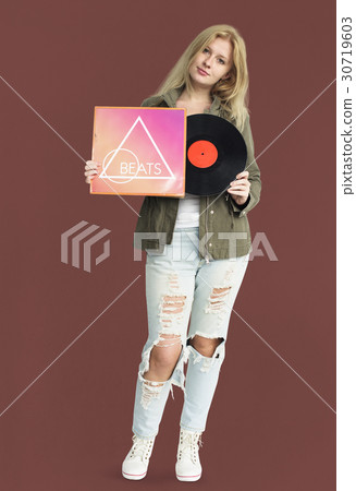 Woman Smiling Happiness Vinyl Music Record Woman Smiling Happiness Vinyl Music Record 30719603