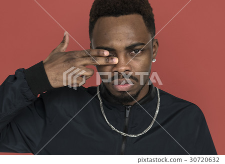 African Descent Man Serious Hand Gesture African Descent Man Serious Hand Gesture 30720632