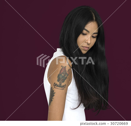 Asian Woman Tattoo Sideview Asian Woman Tattoo Sideview 30720669