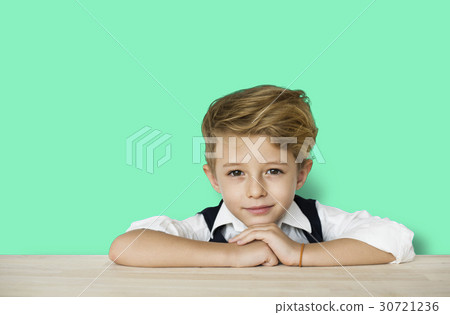 Little Boy Smart Adorable Focused 30721236