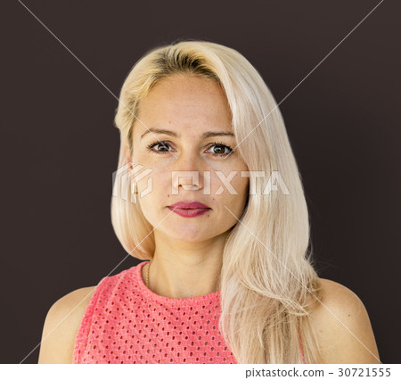 Adult Woman Serene Face Expression Studio Portrait Adult Woman Serene Face Expression Studio Portrait 30721555