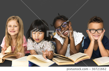 Diverse Group Of Kids Study Read Book Diverse Group Of Kids Study Read Book 30721662