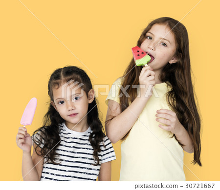 A happiness girl with an ice cream A happiness girl with an ice cream 30721667