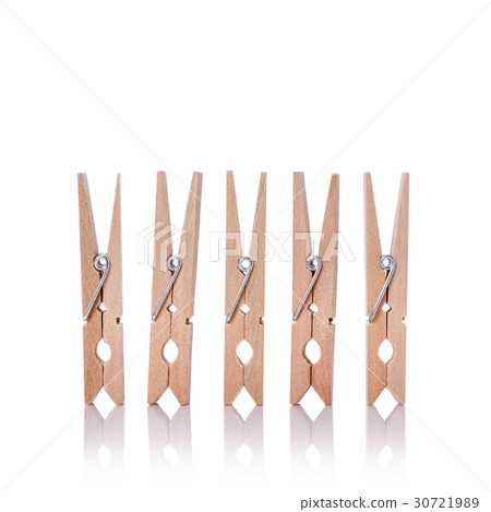 Wooden clothes pin. Studio shot isolated on white 30721989