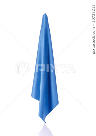 New blue microfiber cloth for cleaning. Studio shot isolated on white 30722213
