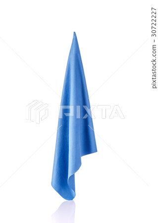 New blue microfiber cloth for cleaning. Studio shot isolated on white 30722227