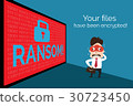 Encrypted data Wanna Cry malware concept 30723450