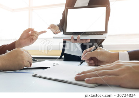 Team work process. young business managers crew working with new 30724824